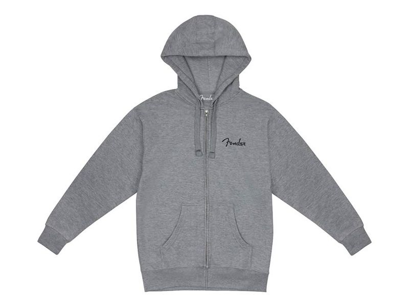 Fender Clothing small spaghetti logo zip front hoodie, athletic gray, XL