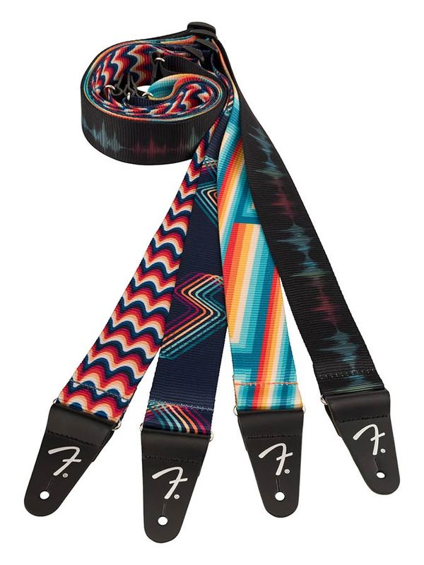 Fender  Retro ribbed poly guitar strap, rainbow design