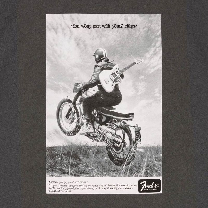 Fender vintage ad biker tee, graphite, M