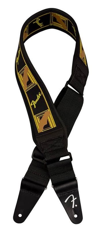 Fender Swell neoprene guitar strap, black/yellow/brown mono, 2.5
