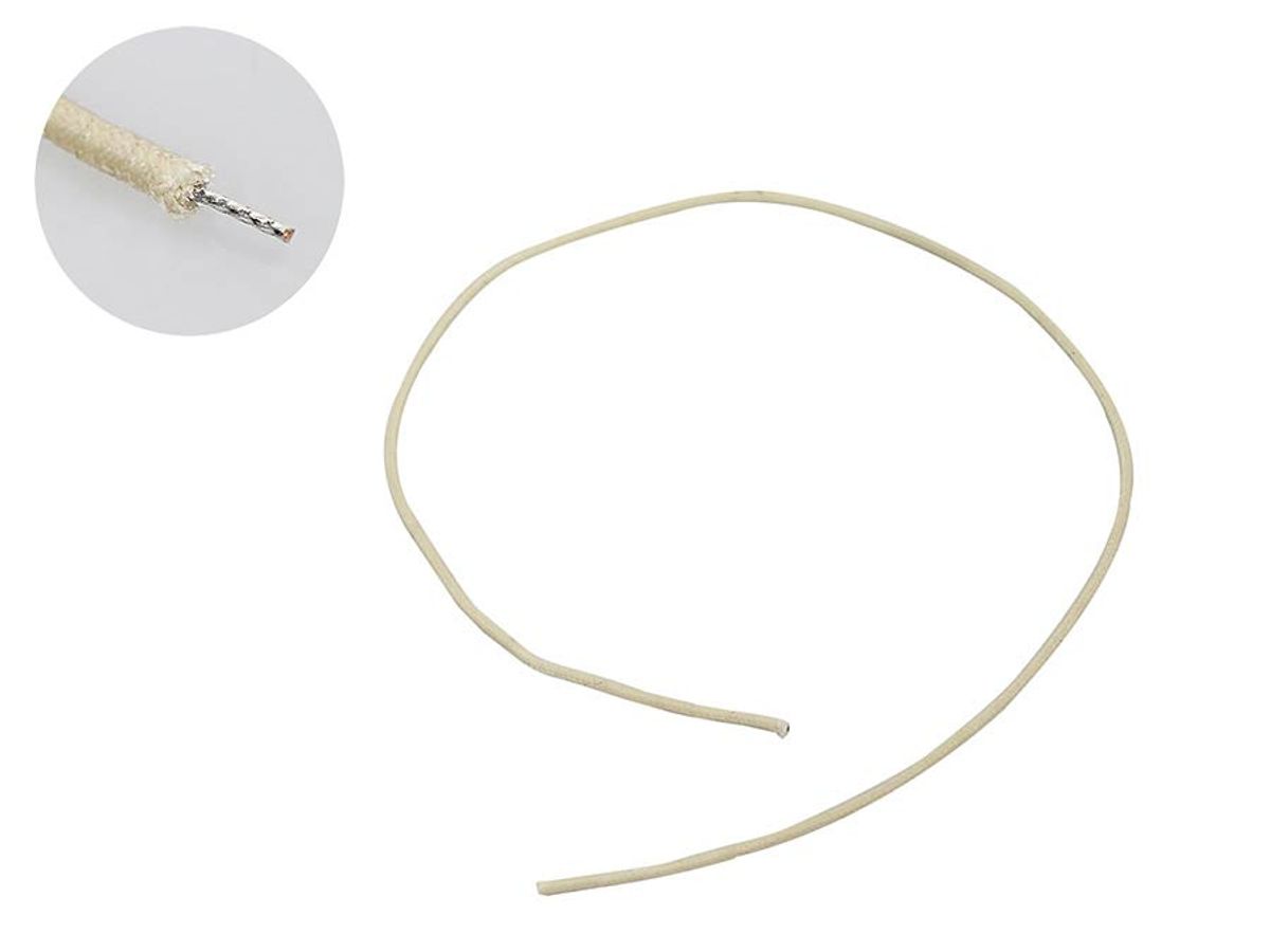 Boston USA Made Waxed Cotton Braided Push Back Wire 1 ft - White