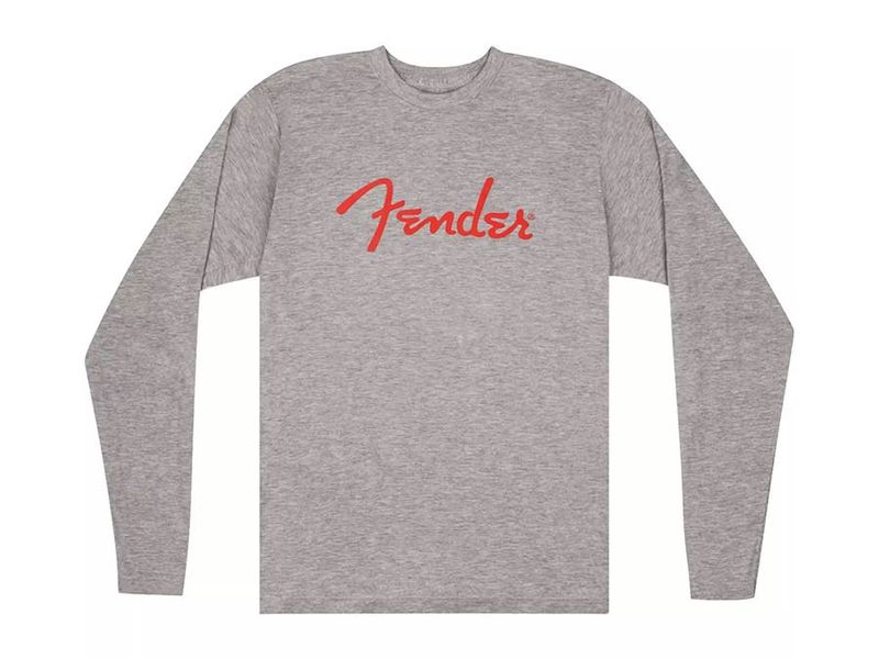 Fender  T-Shirts spaghetti logo l/s, heather gray, XXL