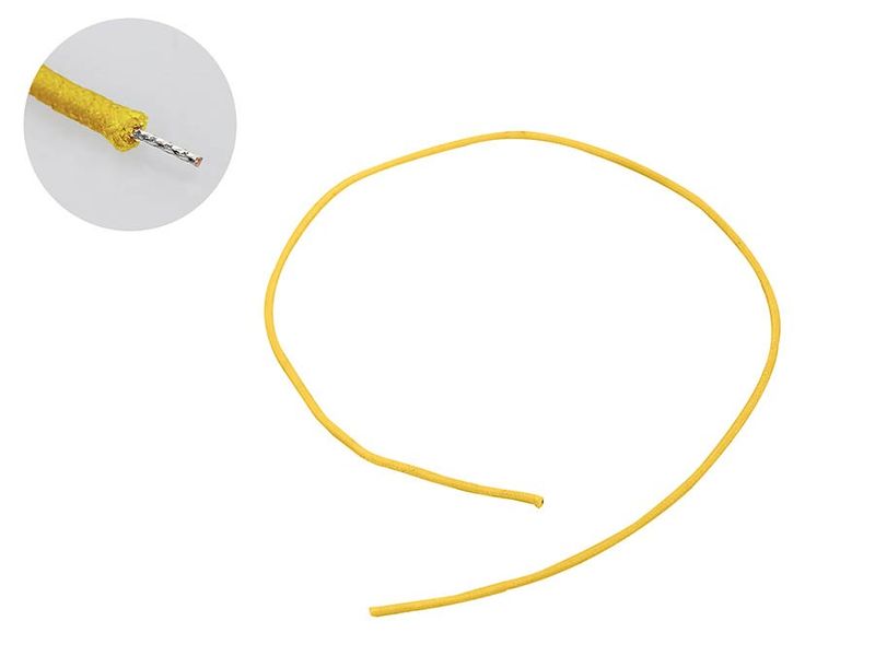 Boston USA made (Gavitt) waxed cotton braided push back wire, yellow, 1 foot