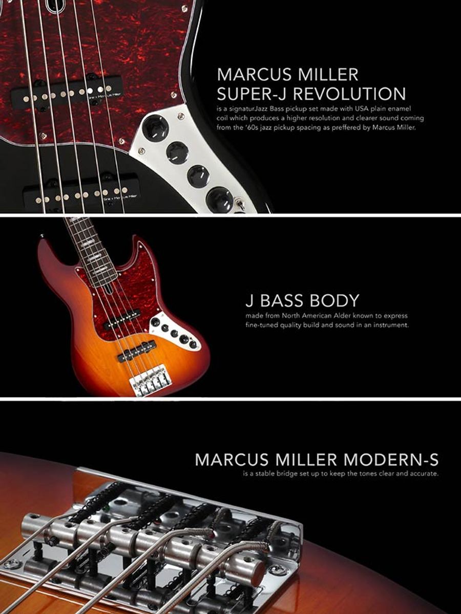 Sire V7 2nd Gen Series Marcus Miller Lefty Alder 5-string Bass Guitar Bright Metallic Red