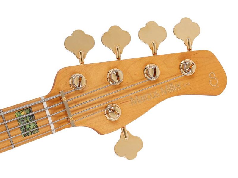 Sire V10 Series Marcus Miller swamp ash + poplar burl 5-string active bass guitar, transparent black satin, with hardcase