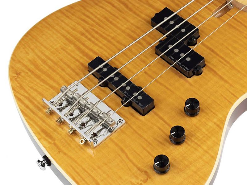 Sire U5 Series Marcus Miller Alder with Flamed Maple Top 4- string Short Scale Bass Guitar Natural