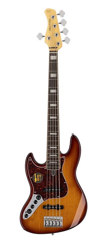 Sire V7 2nd Gen Series Marcus Miller Lefty Alder 5-string Bass Guitar Tobacco Sunburst