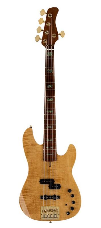 Sire P10 Series Marcus Miller swamp ash + flamed maple 5-string active bass guitar natural, with hard case
