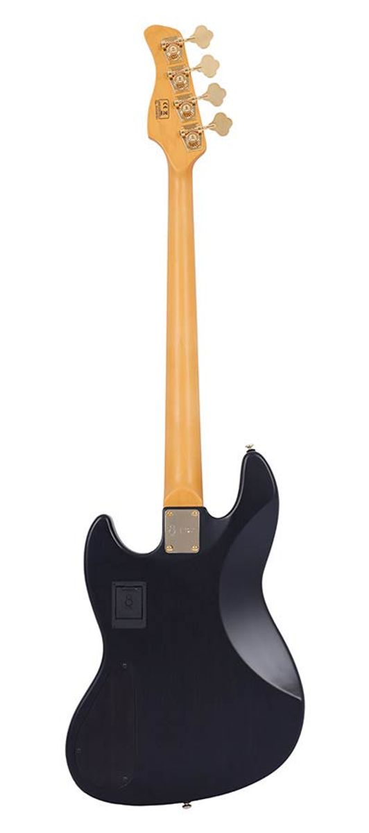 Sire V10 Series Marcus Miller swamp ash + poplar burl 4-string active bass guitar, transparent black satin, with hardcase