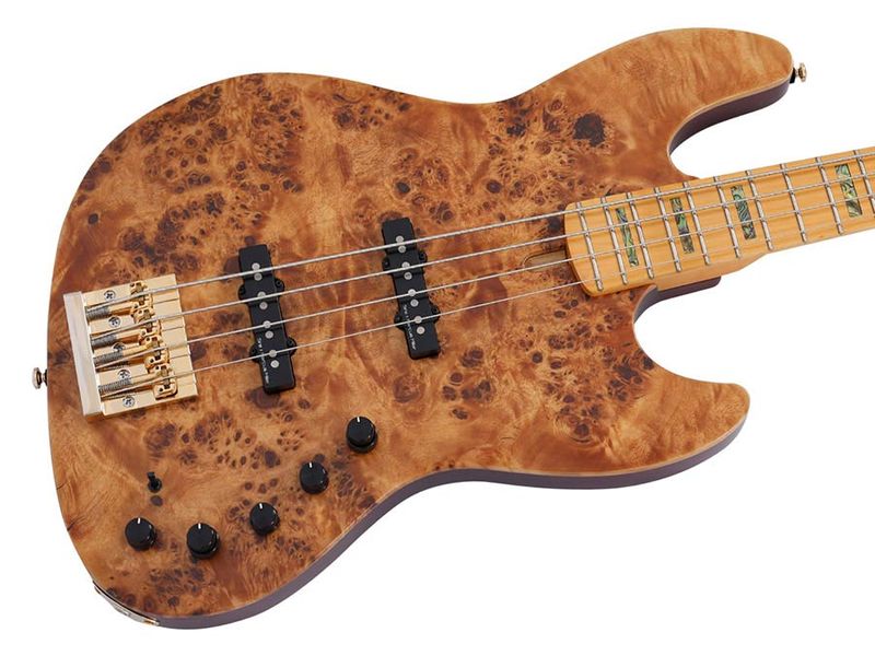 Sire V10 Series Marcus Miller swamp ash + poplar burl 4-string active bass guitar, natural satin, with hardcase