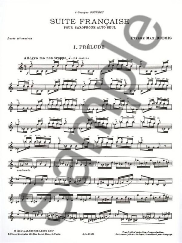 Suite Française For Solo Saxophone