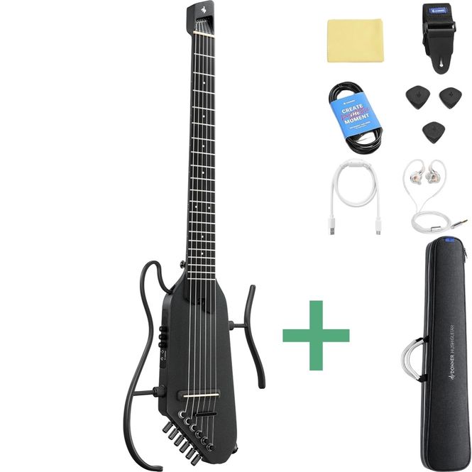 Hovedbilde Donner HUSH-C silent spansk gitar black