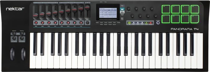 Nektar Panorama T4 - 49-tangenters USB-klaviatur med LCD-display, 9st reglar, 8st encoders/knappar, 8st trumpads mm