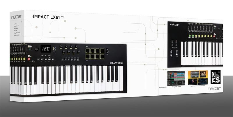 Nektar Impact LX61mk3 - MIDI keyboard, 61 keys, pads, faders & encoders
