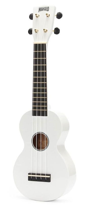 Mahalo Rainbow Series, soprano ukulele, white, with bag
