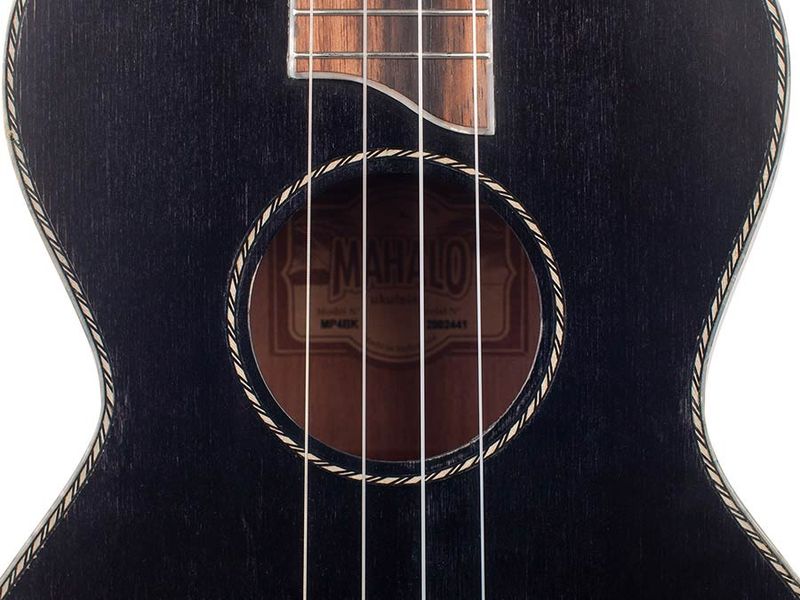 Mahalo Pearl Series, solid top baritone ukulele, black, with bag