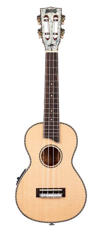 Mahalo Pearl Series, solid top concert ukulele, with MEQ2 9v preamp, natural, with bag