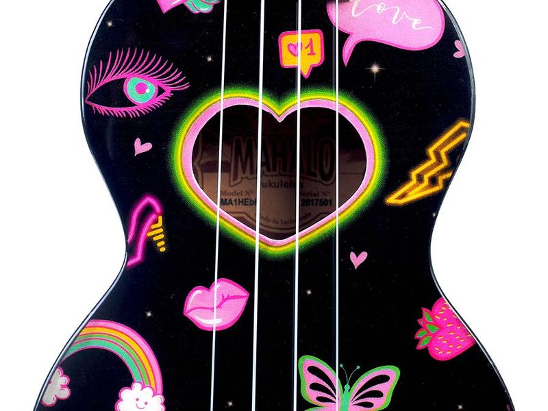 Mahalo Art Series, soprano ukulele HEART, black, with bag