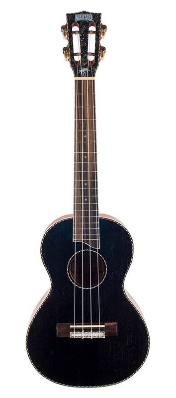 Mahalo Pearl Series, solid top tenor ukulele, black, with bag