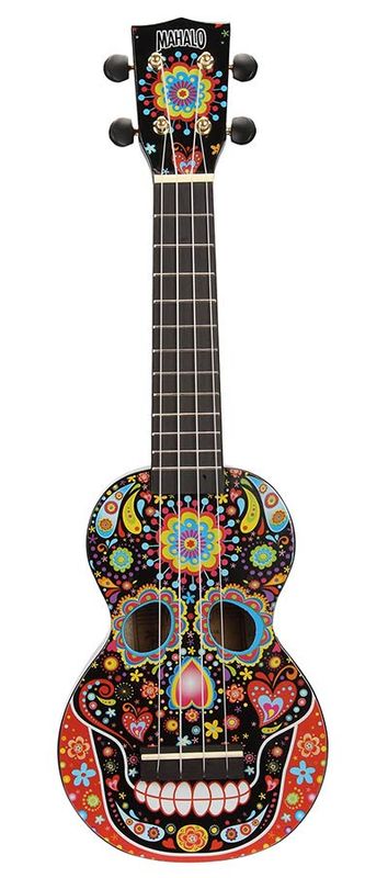 Mahalo Art Series, soprano ukulele SKULL, black, with bag
