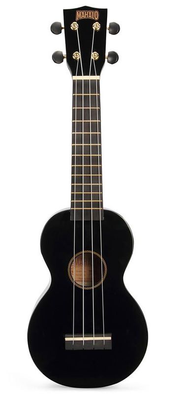 Mahalo Rainbow Series, soprano ukulele, black, with bag