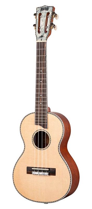 Mahalo Pearl Series, solid top tenor ukulele, with MEQ2 9v preamp, natural, with bag