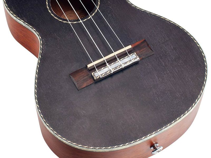 Mahalo Pearl Series, solid top tenor ukulele, with MEQ2 9v preamp, black, with bag