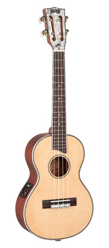 Mahalo Pearl Series, solid top tenor ukulele, with MEQ2 9v preamp, natural, with bag