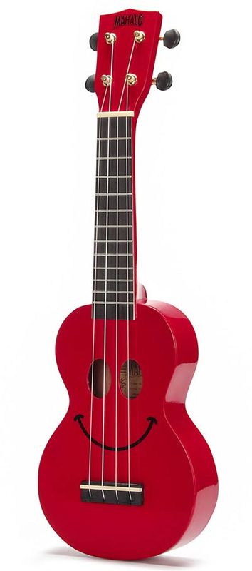 Mahalo Smiley Series, soprano ukulele, red, with bag