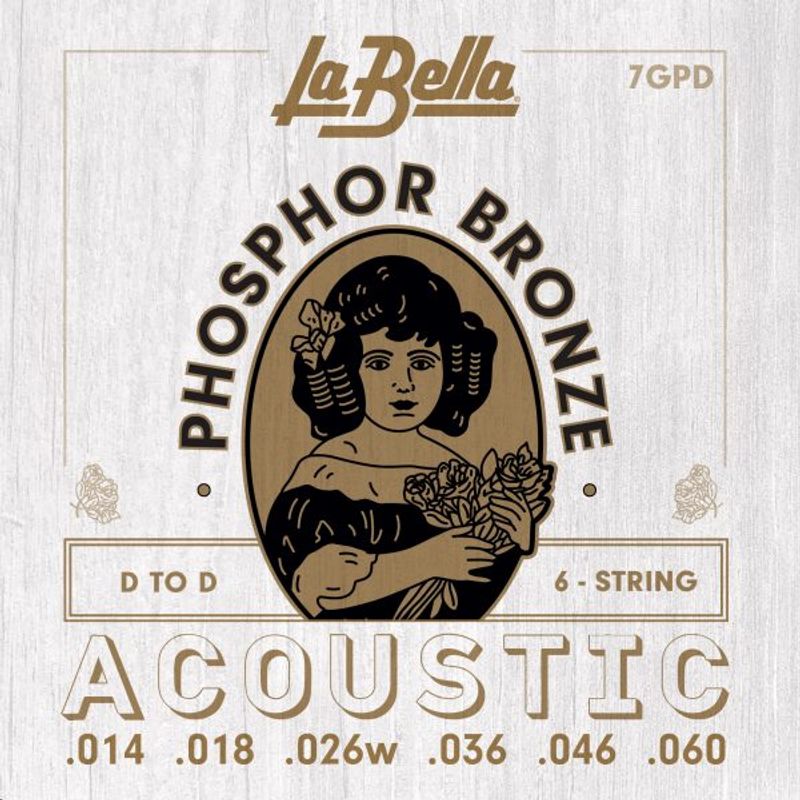 La Bella 7GPD Phosphor Bronze Acoustic Guitar - D to D Tuning 14-60