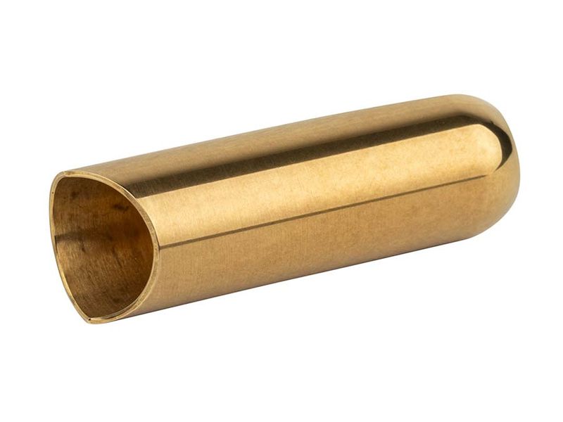 The Rock Slide polished brass Minnie Marks signature slide, hybrid balltip/open end, extra small