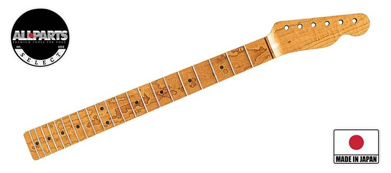 Allparts Select ltd VIN-MOD replacement neck for Telecaster, AAA+ roasted flamed maple, chunky C shape, unfinished