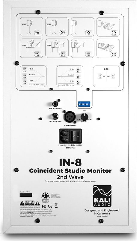 Kali Audio IN-8 V2 White - 3-vägs Co-Axial studiomonitor, 8’’ bas, 4’’ mellanregister & 1’’ diskant, Class-D 140W