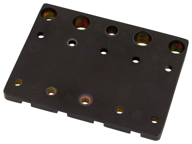 Fender Himass 4-string bass bridge assembly with zinc saddles, black