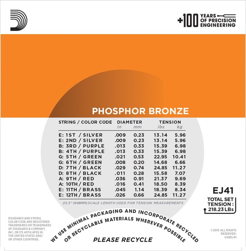 D'Addario Fretted EJ41 009 - 045 (12-Strengesett)