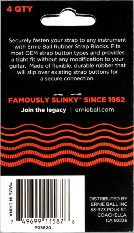 Ernie Ball 5620 Strap Blocks, Red, 4 pc