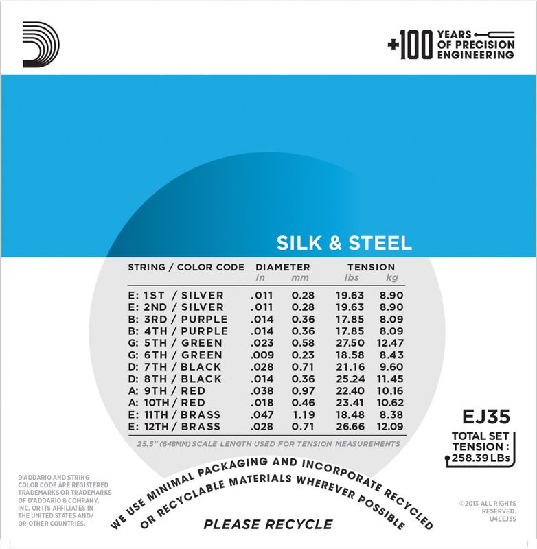 D´Addario EJ35 12-string Akustiske Guitarstrenger, 011-047