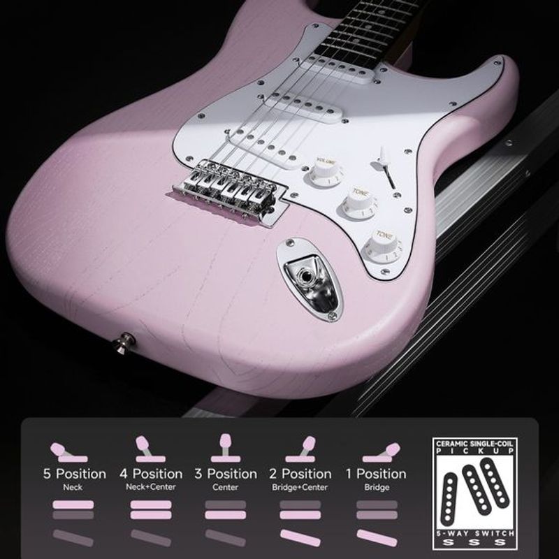 Donner DST-80 el-gitar pakke shell pink